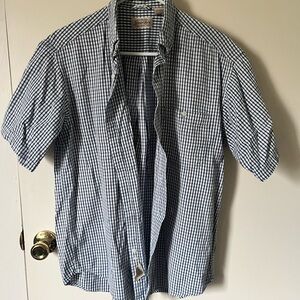 St. John's Bay Navy and White Plaid Button Down Shirt